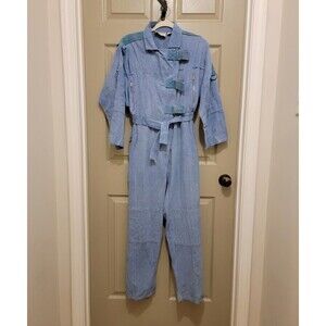 Vintage Chambray Denim Jumpsuit Flightsuit Womens Size 8 John Kermeulen? Bonaroo